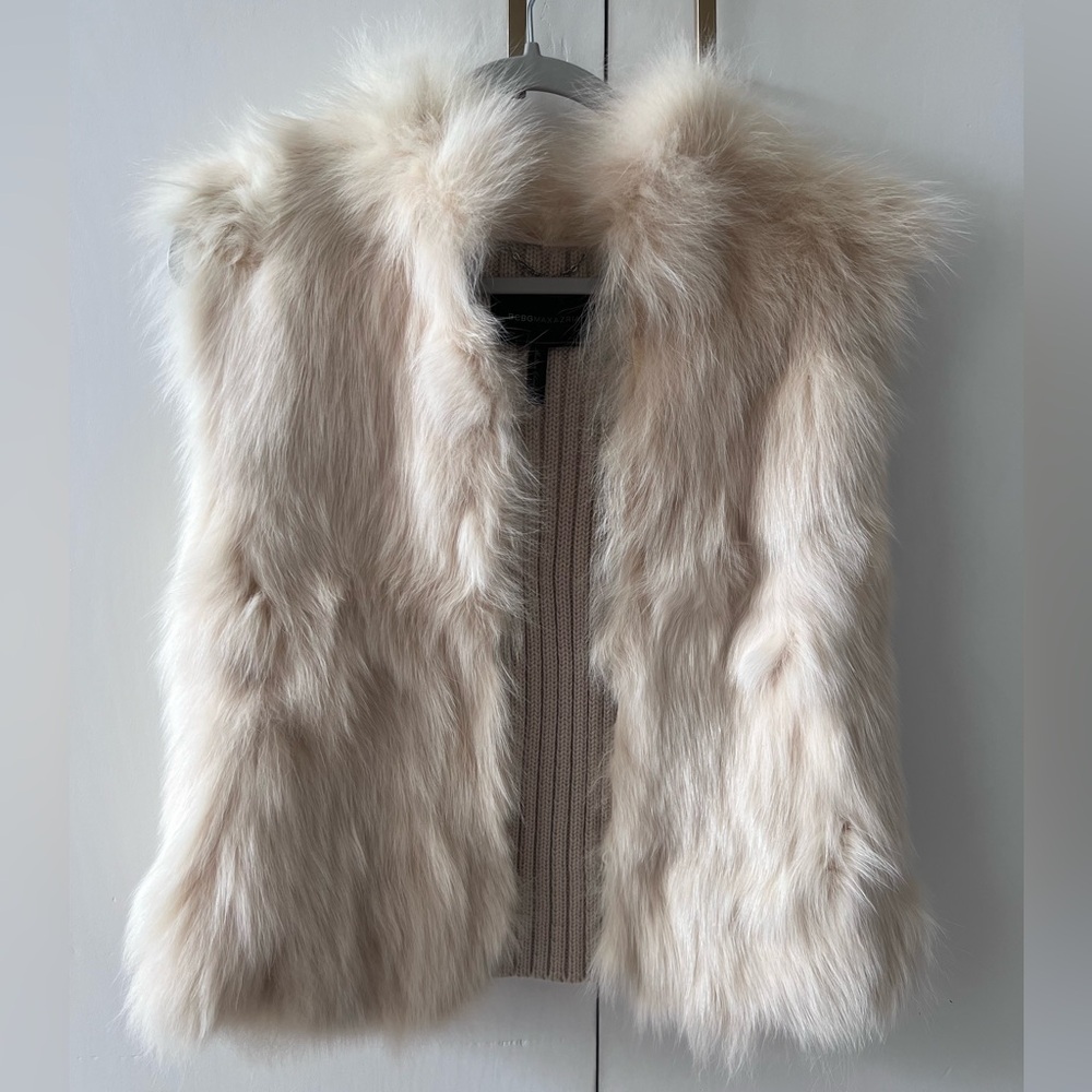 BCBGMAXAZRIA Real Fox Fur Vest